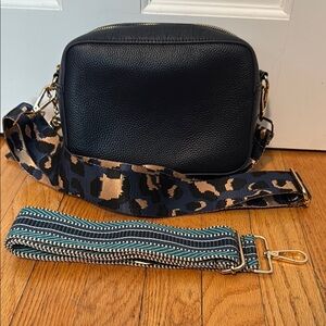 Navy Leather Crossbody Bag